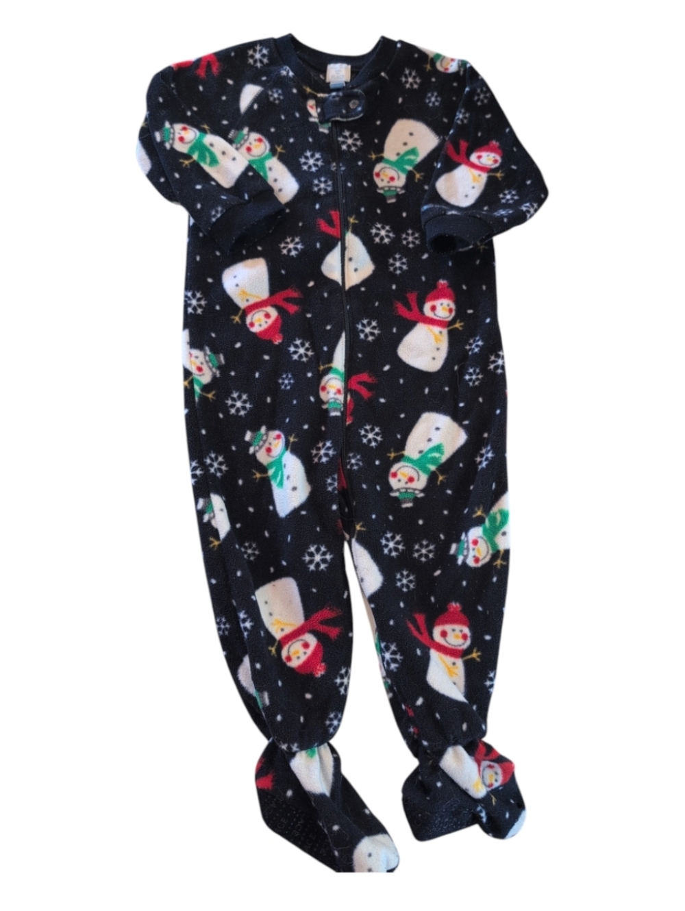PLACE Navy Snowman Fleece Full Zip Pajama Onesie